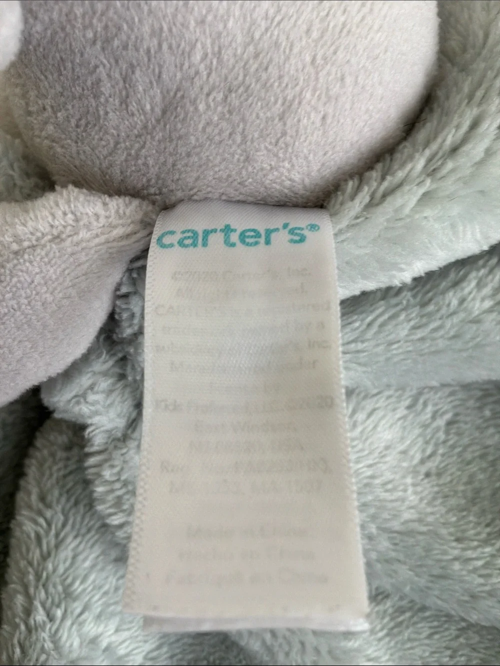 Carter's Mint Green/grey satin back and trim featuring elephant 14”x14”